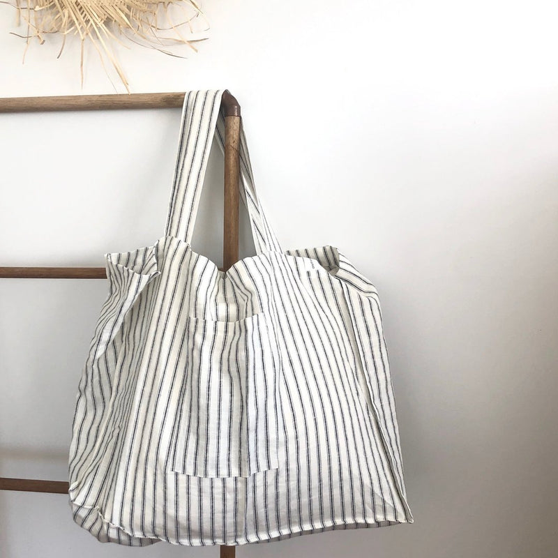 The Weekender Linen Tote - Stripes