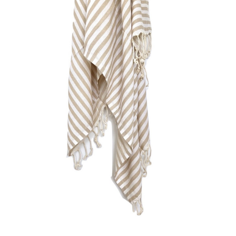 Signature Turkish Towel/Throw - Beige Stripe