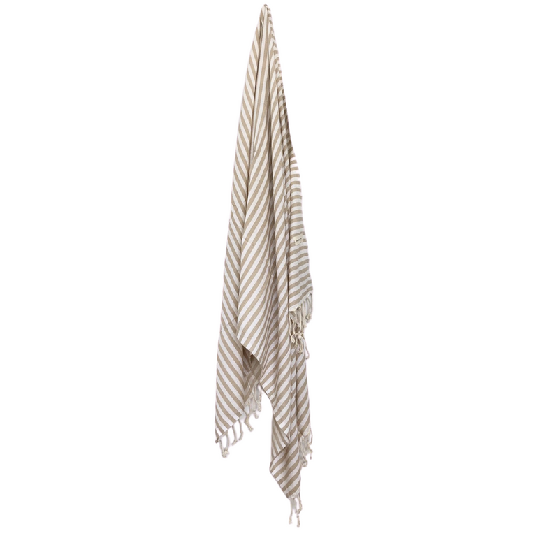 Signature Turkish Towel/Throw - Beige Stripe